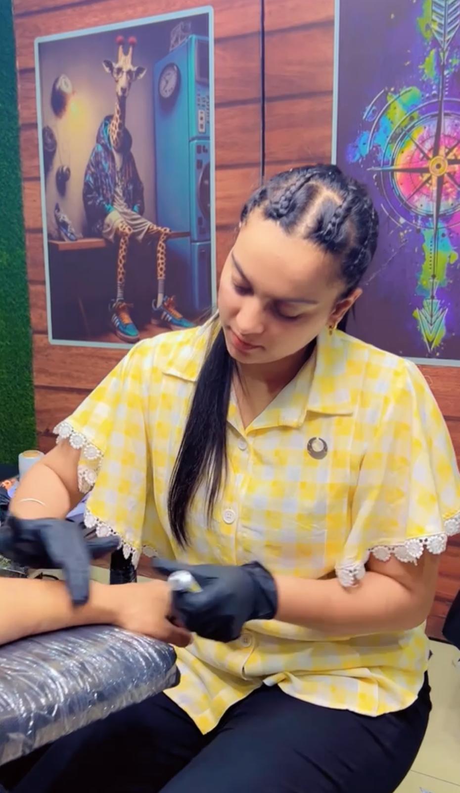 Tattoo session in progress