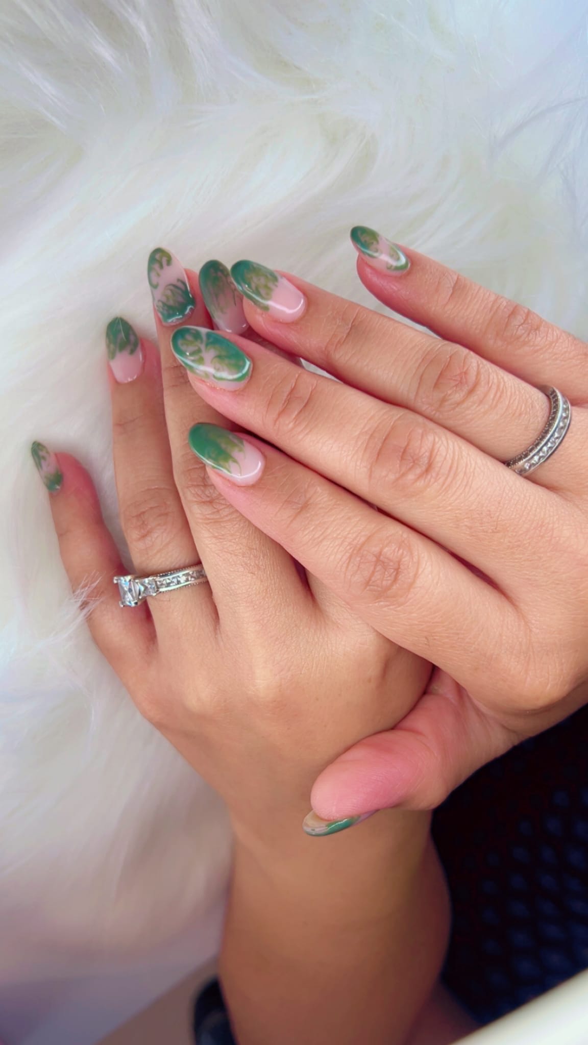 Green Floral Nail Art