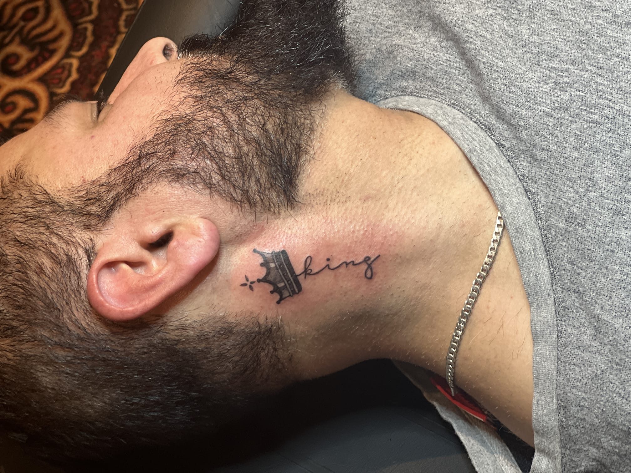 King Crown Neck Tattoo